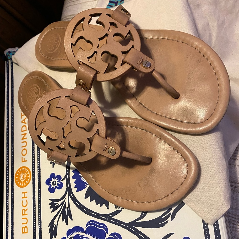 Tory Burch Miller Sandal Size 9 Nude Leather